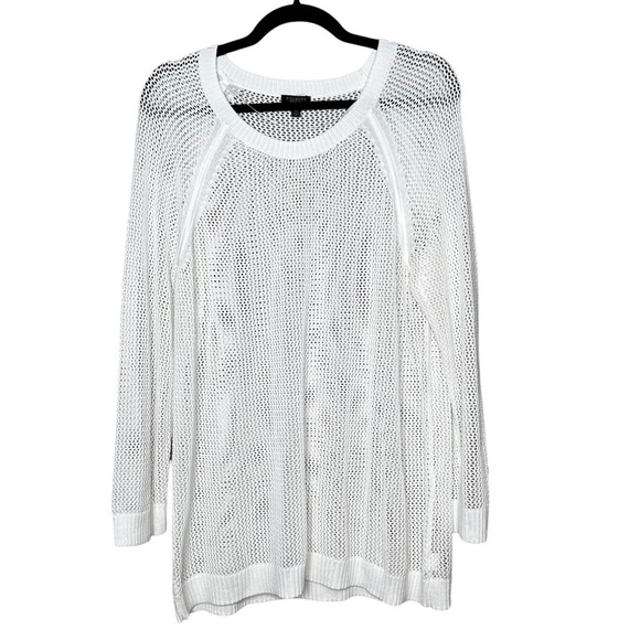 Talbots Woman Petites Size 1XP White Long Sleeve Open Knit Sweater Shirt - Picture 1 of 8